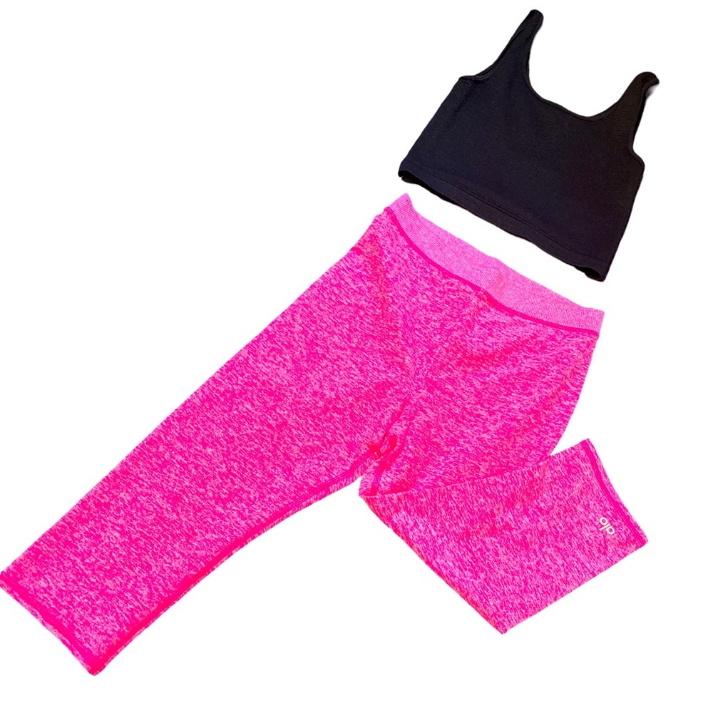 Kids Pink Leggings and Black Top Set brand Alo